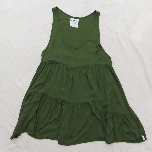 One Teaspoon Synthetic Dinky Teired Tank Dress In Military Green - Picture 9 of 16